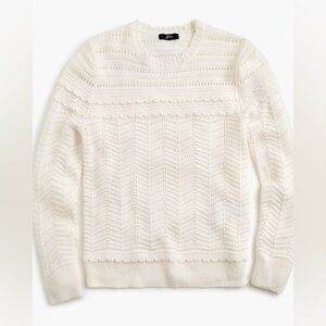 J Crew Scalloped Pointnelle Wool Blend Sweater